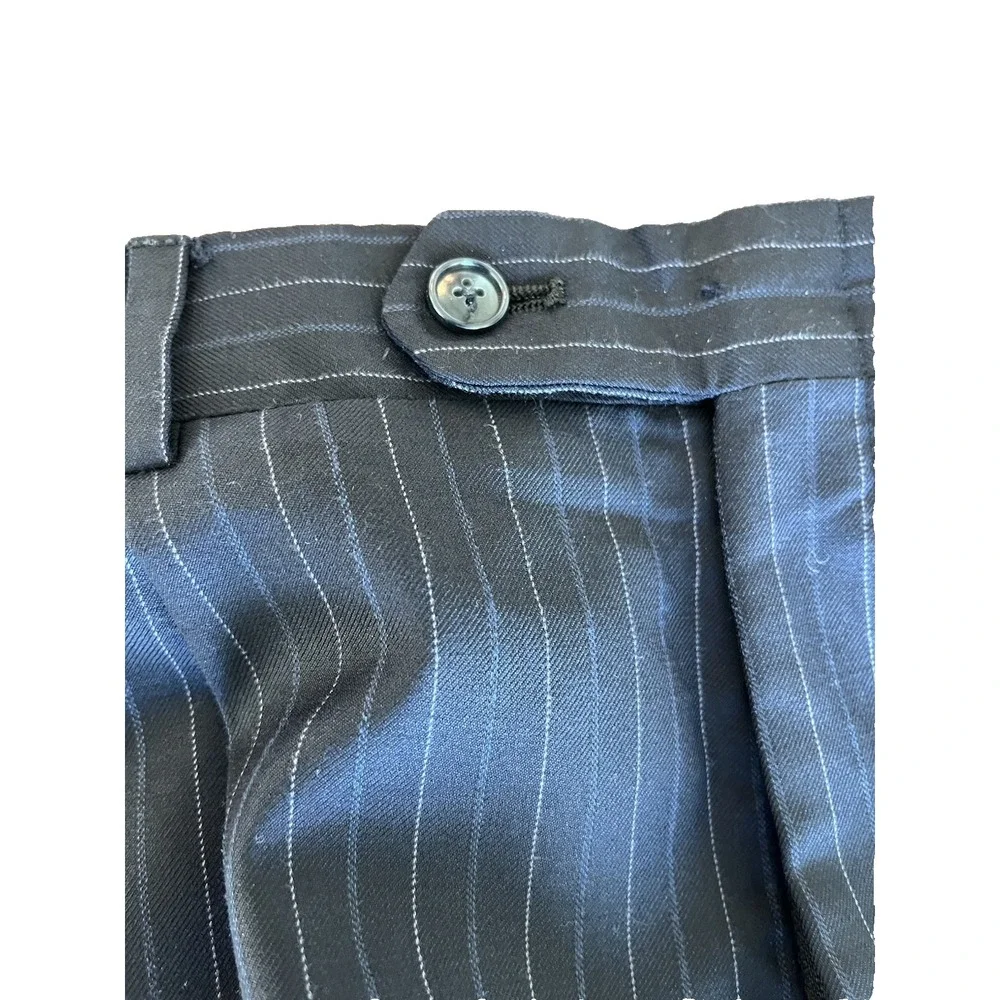 Donald J Trump Men Pants 36x30 Black Wool Straight Leg Pinstripe